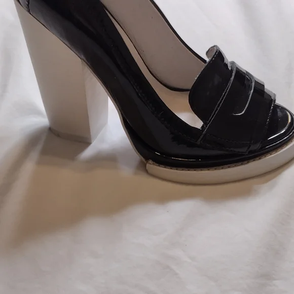 Jeffrey Campbell Ibiza Handmade Black And White Platform Patent Leather Heels - Picture 3 of 11